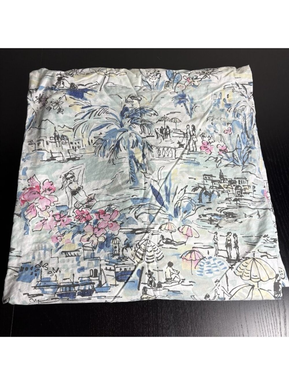 Bed Bath & Beyond Queen Size Duvet Cover Muted Colors Retro French Beach Theme